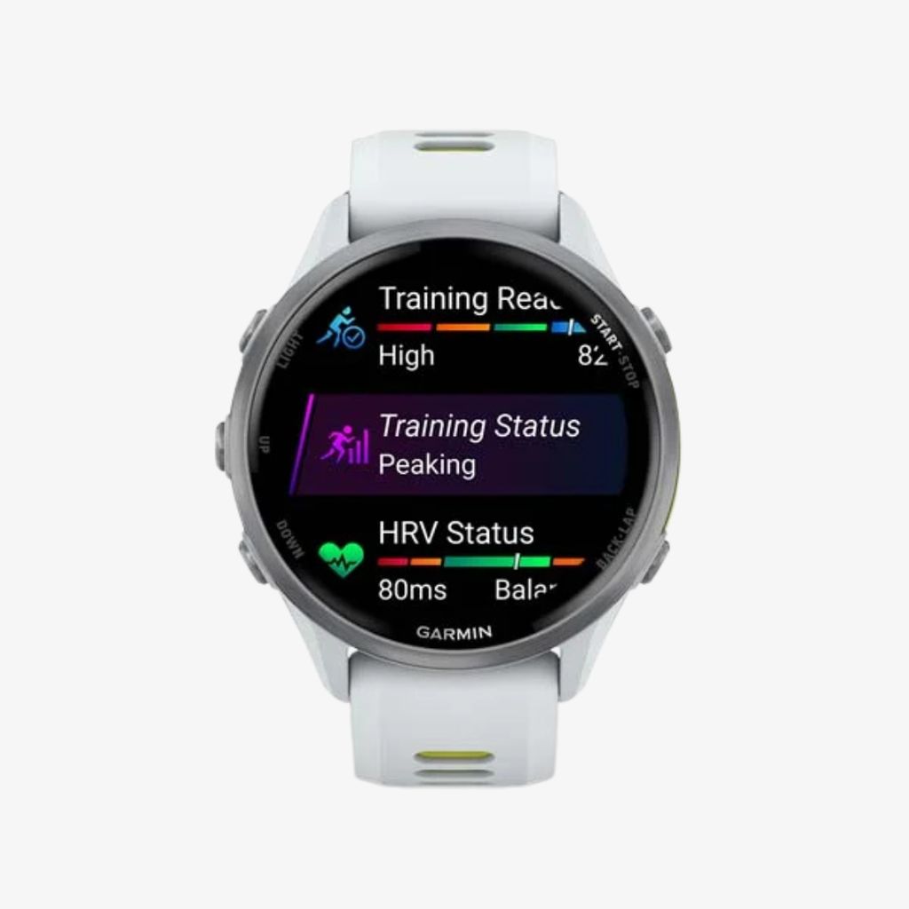 Forerunner® 970 – Titangehäuse mit Whitestone-Beschichtung und Armband in Whitestone/Translucent Amp Yellow - Image 2