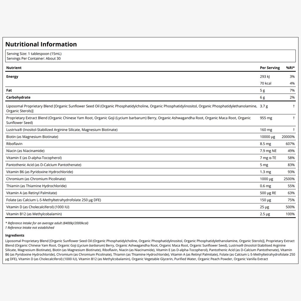 Multivitamin für Frauen + Lustriva Liposomales Haarwuchsmittel – Pfirsich - Image 2