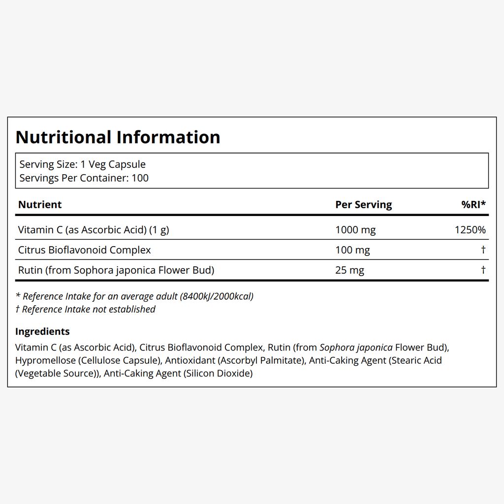 Vitamin C-1000 Immunsystem-Unterstützungskapseln (vegetarisch) - Image 2