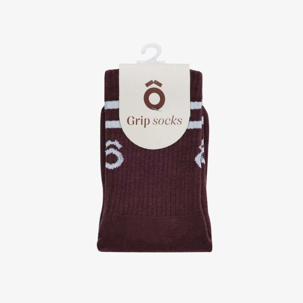 ÔWEAR Crew Sporty Stripes Pilates Grip Socken - Magenta - Image 1