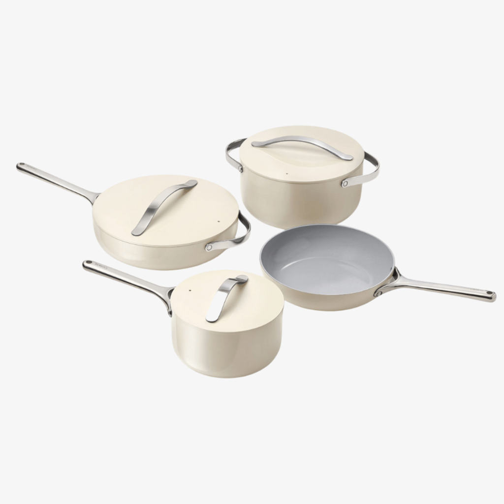 Ungiftiges Keramik-Kochgeschirr-Set mit Antihaftbeschichtung, cremefarben - Image 1