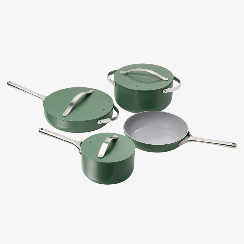 Giftfreies Keramik-Kochgeschirr-Set mit Antihaftbeschichtung, Salbeigrün - Image 1