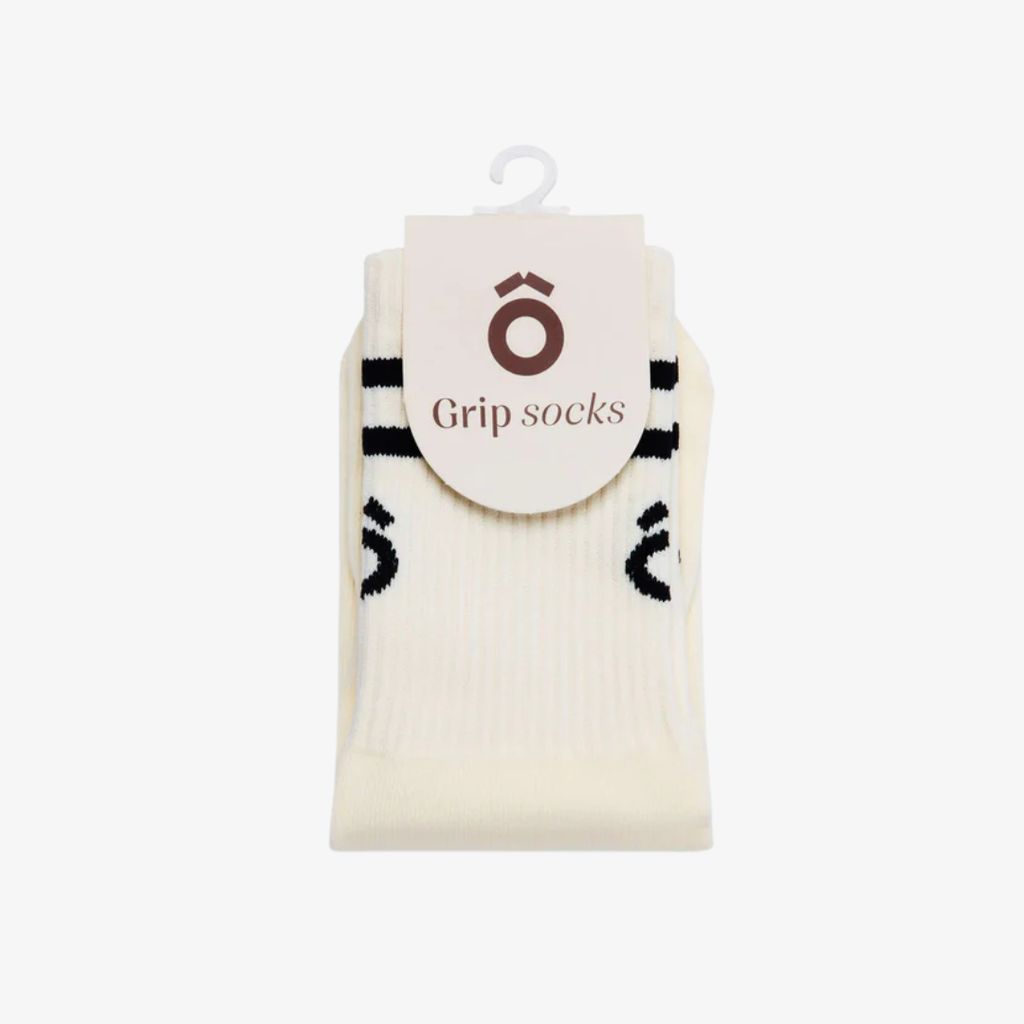 ÔWEAR Crew Sporty Stripes Pilates Grip Socken - Weiß - Image 1