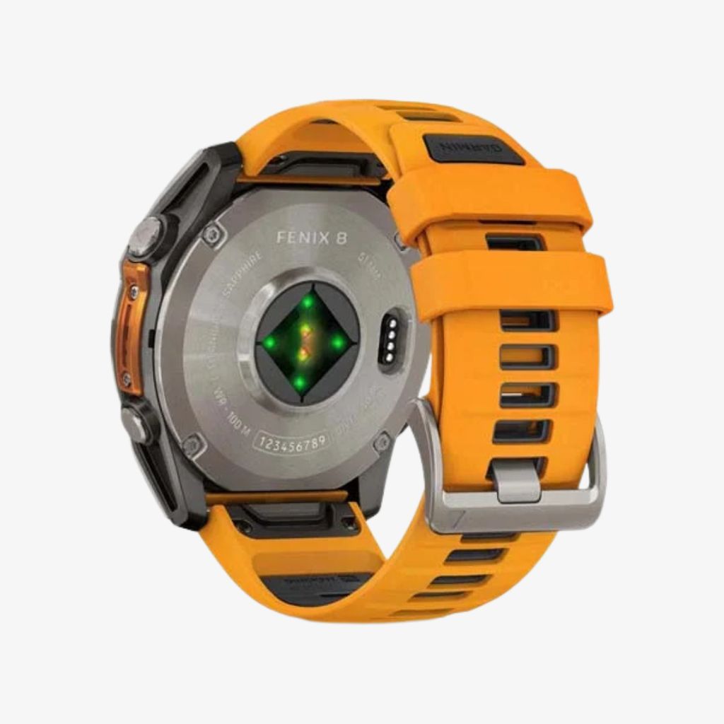fēnix® 8 – 51 mm AMOLED-Display, Saphirglas, Titanarmband mit funkelndem orangefarbenem/graphitischem Silikonarmband - Image 5