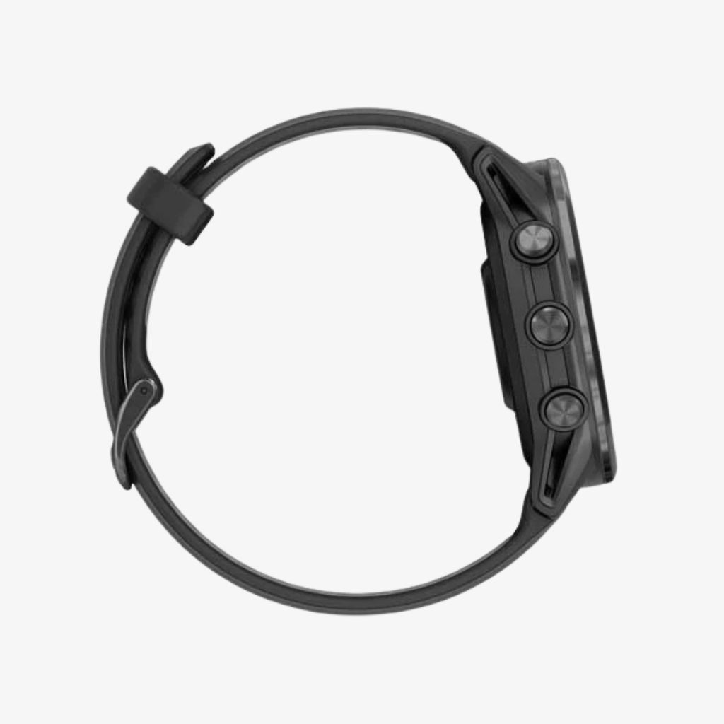 Forerunner® 970 – Carbon Grey DLC-Titan mit schwarzem Gehäuse und schwarzem/transparentem Whitestone-Armband - Image 4