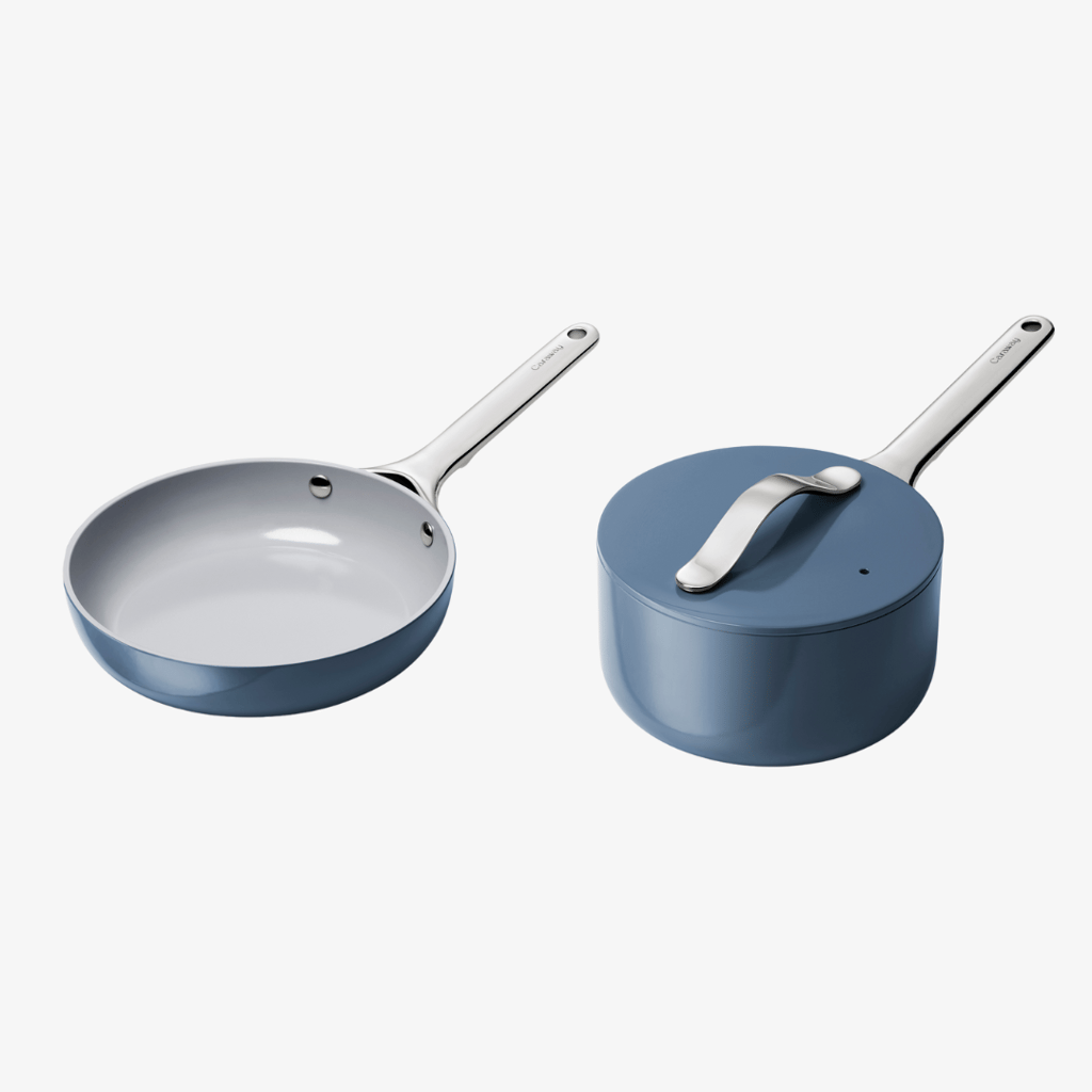 Mini-Bratpfanne und Mini-Topf aus Keramik mit Antihaftbeschichtung, Marineblau - Image 1