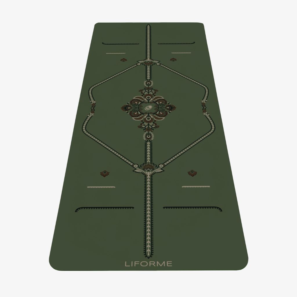 Liforme Mindful Garden Yoga Mat - Deep Forest Green - Image 1
