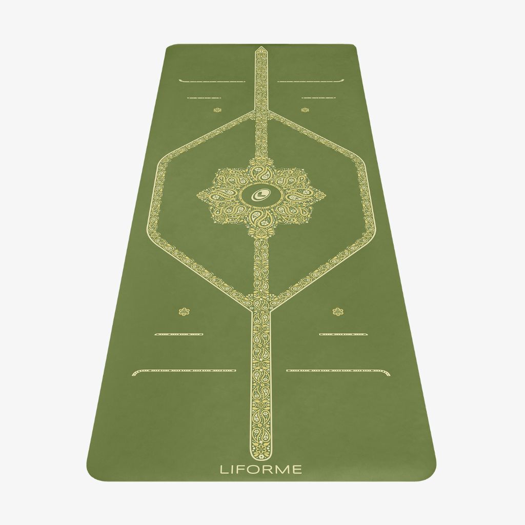 Liforme Paisley Passion Yoga Mat - Olive - Image 1