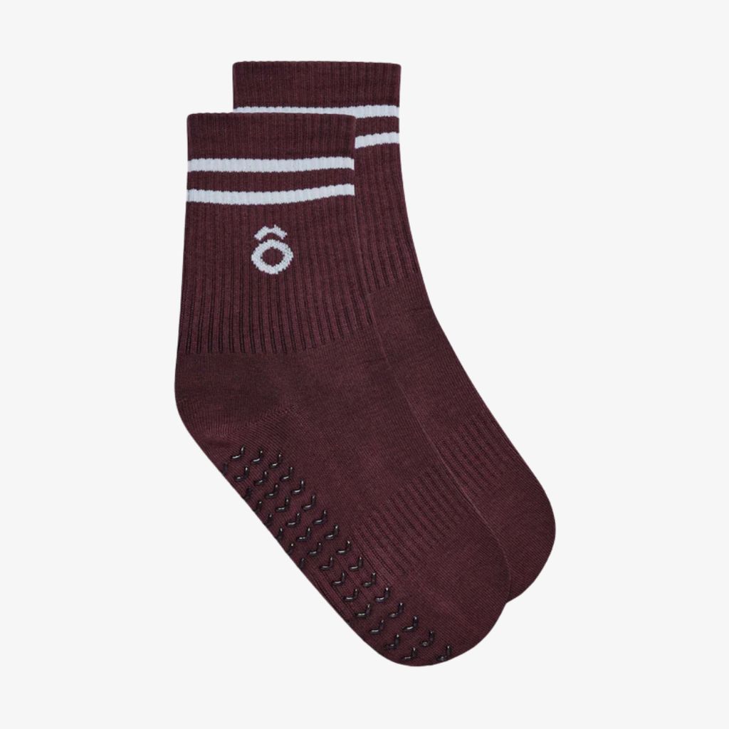 ÔWEAR Crew Sporty Stripes Pilates Grip Socken - Magenta - Image 2
