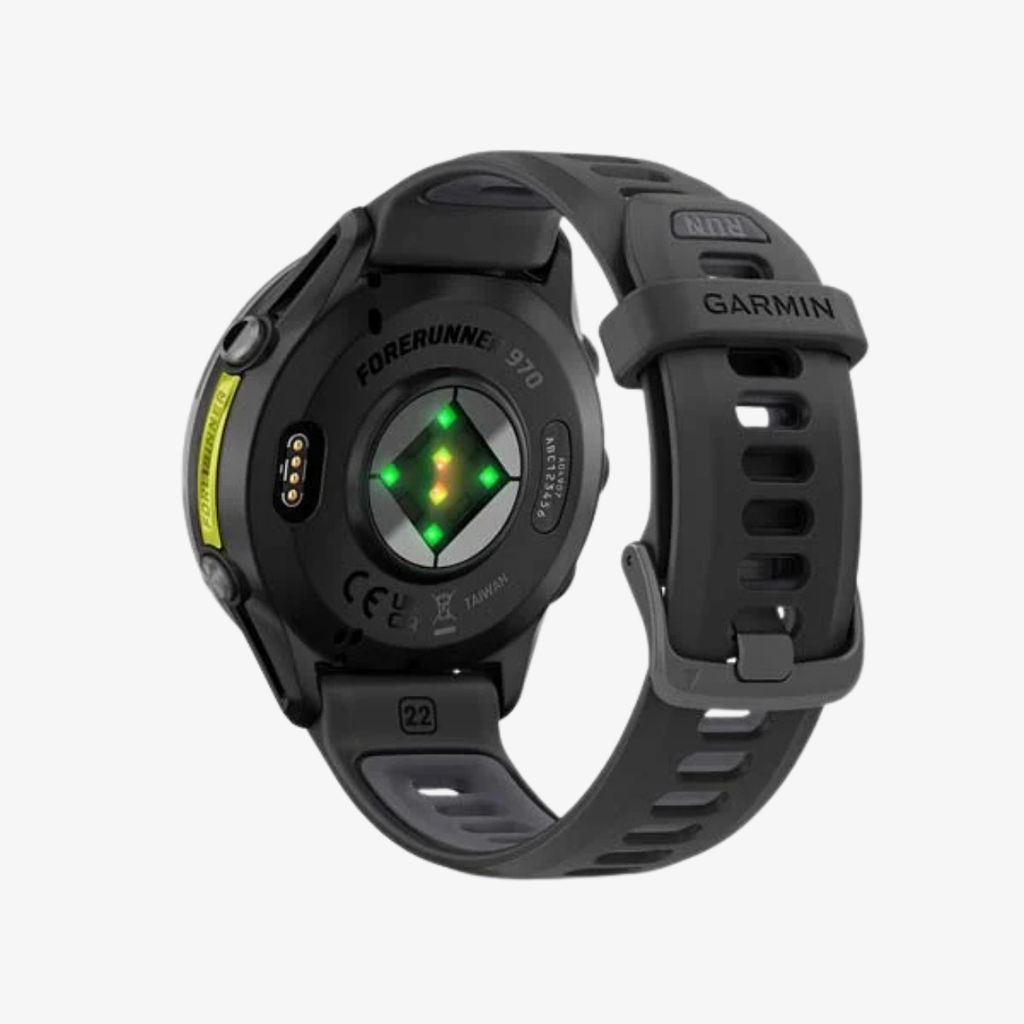 Forerunner® 970 – Carbon Grey DLC-Titan mit schwarzem Gehäuse und schwarzem/transparentem Whitestone-Armband - Image 5