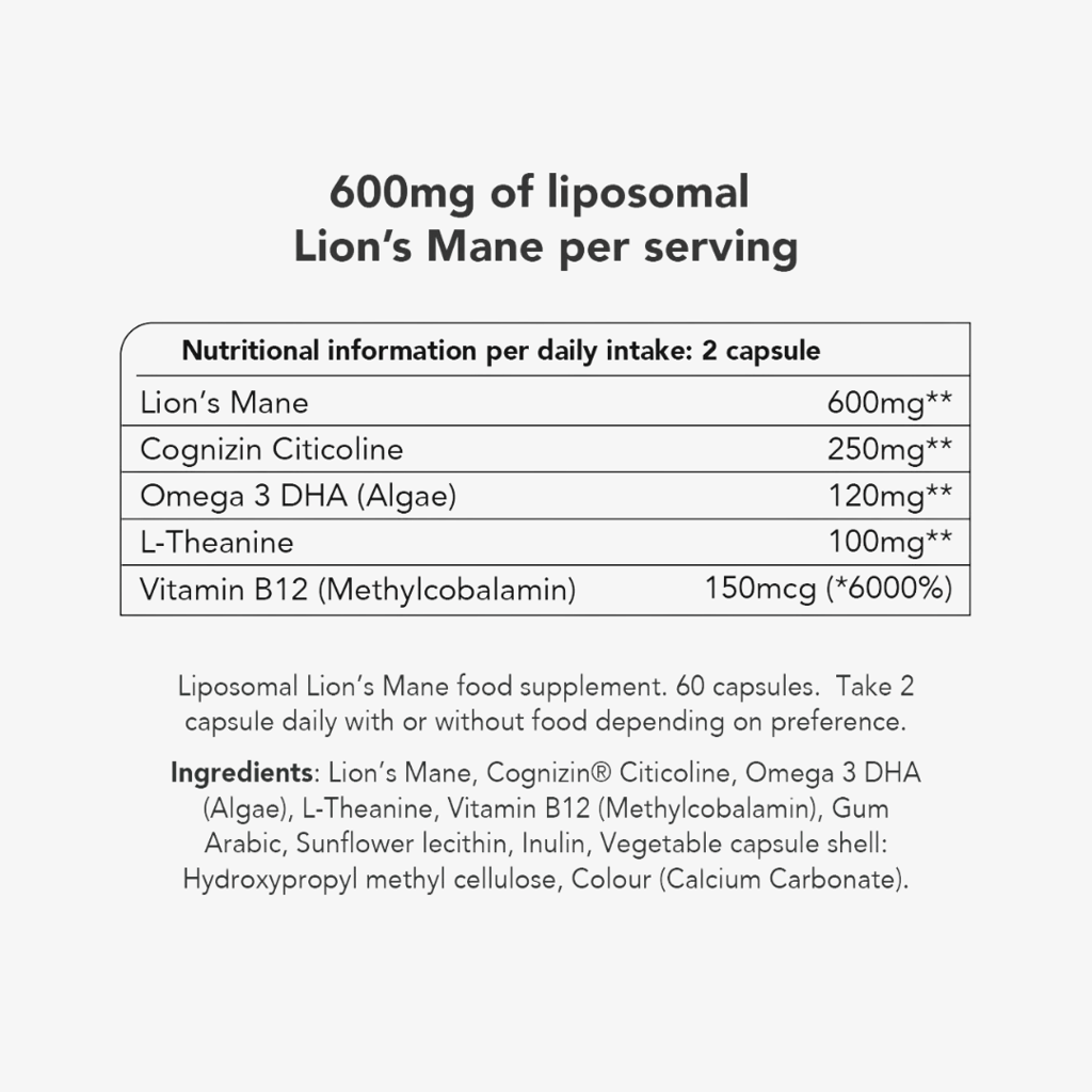 Liposomale Löwenmähnenpilz-Kapseln 600 mg – 30-Tage-Vorrat - Image 3