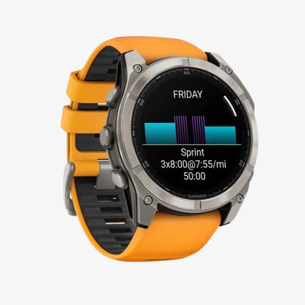 fēnix® 8 – 51 mm AMOLED-Display, Saphirglas, Titanarmband mit funkelndem orangefarbenem/graphitischem Silikonarmband - Image 3