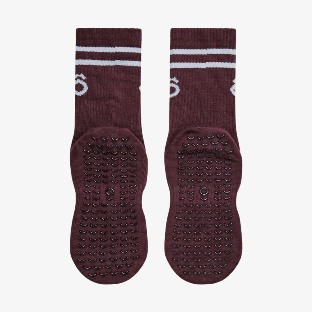 ÔWEAR Crew Sporty Stripes Pilates Grip Socken - Magenta - Image 4