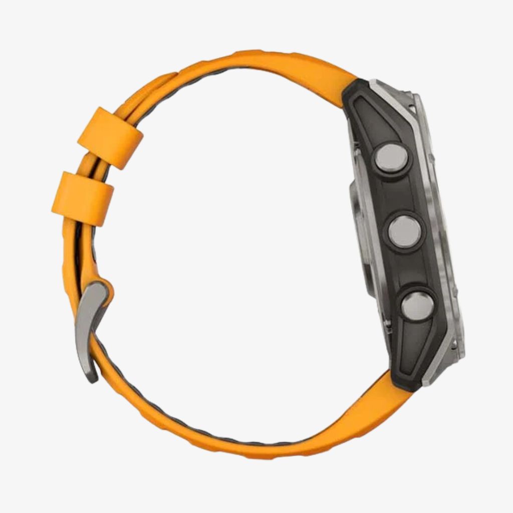 fēnix® 8 – 51 mm AMOLED-Display, Saphirglas, Titanarmband mit funkelndem orangefarbenem/graphitischem Silikonarmband - Image 4