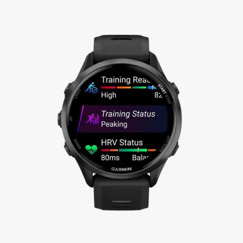 Forerunner® 970 – Carbon Grey DLC-Titan mit schwarzem Gehäuse und schwarzem/transparentem Whitestone-Armband - Image 2