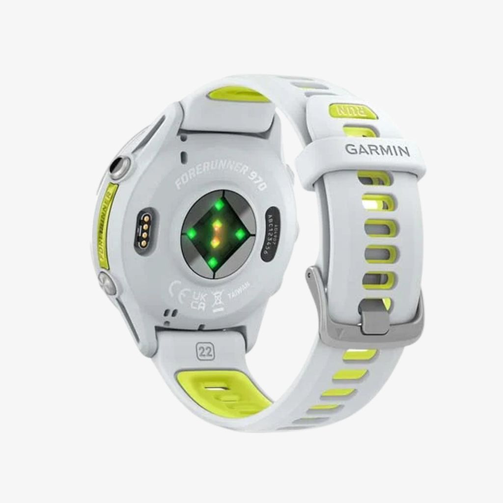 Forerunner® 970 – Titangehäuse mit Whitestone-Beschichtung und Armband in Whitestone/Translucent Amp Yellow - Image 5