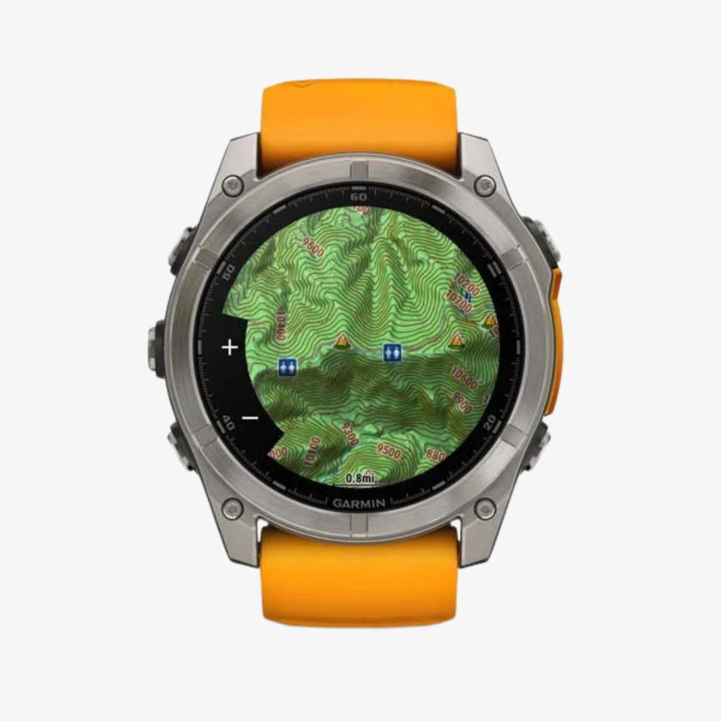 fēnix® 8 – 51 mm AMOLED-Display, Saphirglas, Titanarmband mit funkelndem orangefarbenem/graphitischem Silikonarmband - Image 2