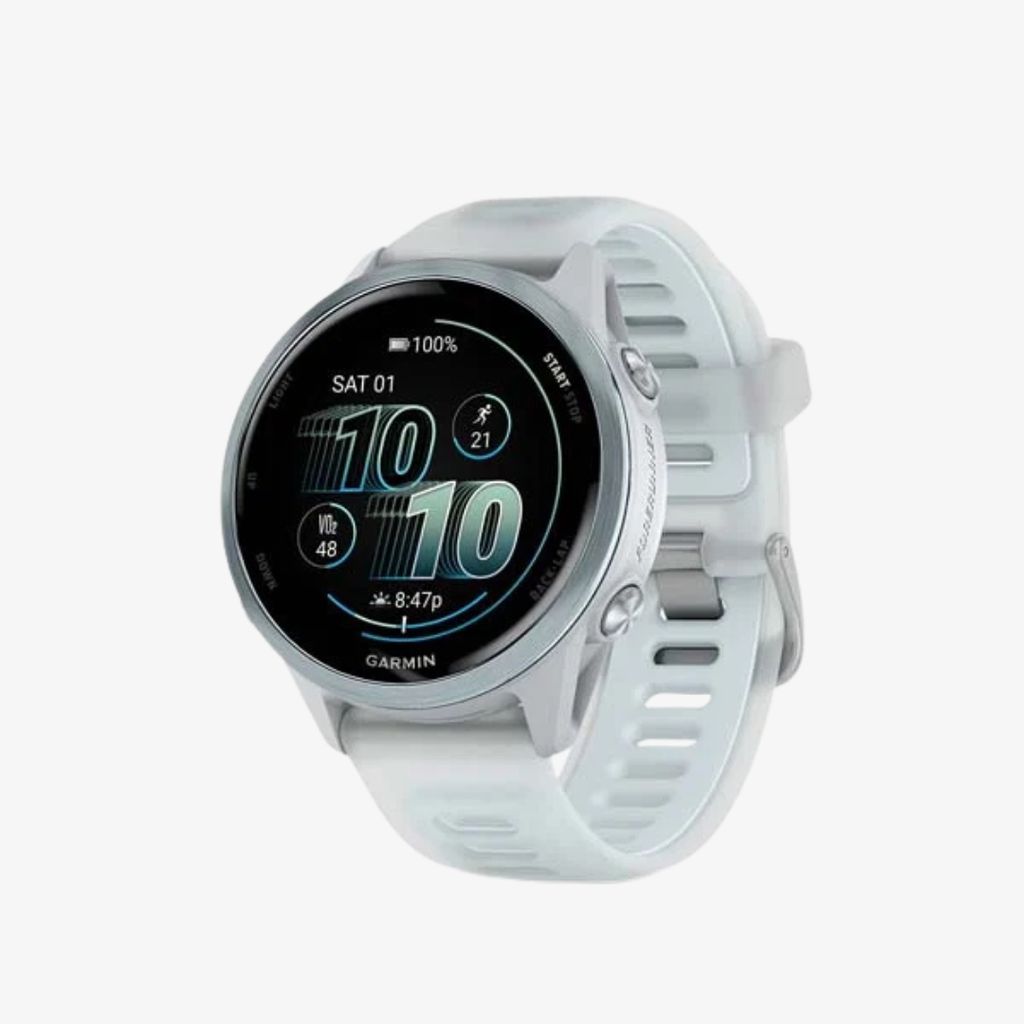 Forerunner® 570 – 42 mm – Cloud Blue Aluminium mit durchscheinendem Whitestone/Cloud Blue Band - Image 1