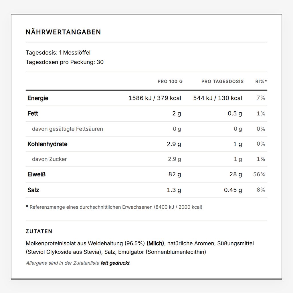Molkenproteinisolat von Weidetieren – Französische Vanille