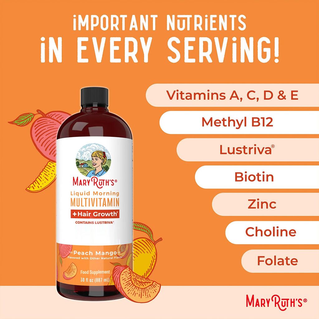 Liquid Morning Multivitamin + Hair Growth - Peach Mango - Image 4
